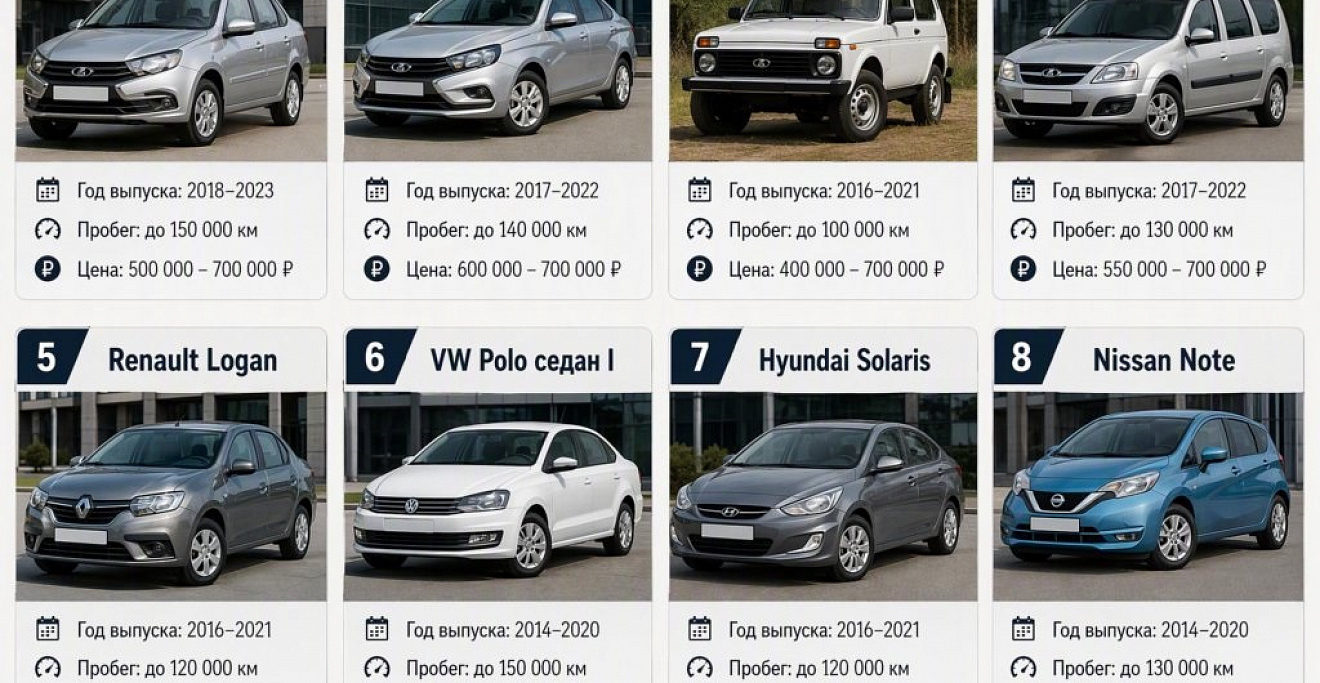 ТОП-10 автомобилей с пробегом до 700 000 рублей в 2027 году