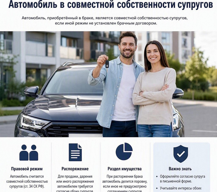Автомобиль в совместной собственности супругов: как продать и переоформить без рисков