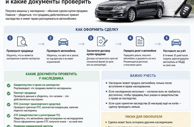 Покупка автомобиля у наследника: как оформить сделку и какие документы проверить