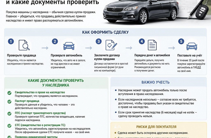 Покупка автомобиля у наследника: как оформить сделку и какие документы проверить